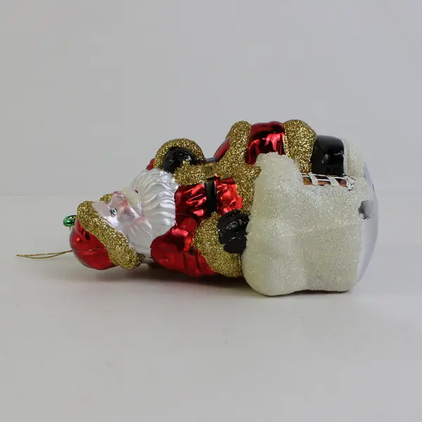 Vintage Santa On Chimney Plastic Christmas Ornament 7"