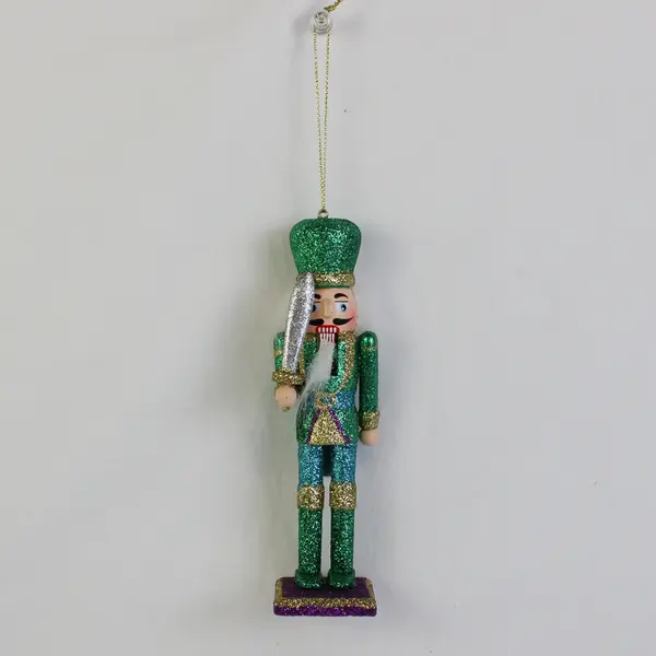 Multicolor Glittery Nutcracker Christmas Ornament 5.5"