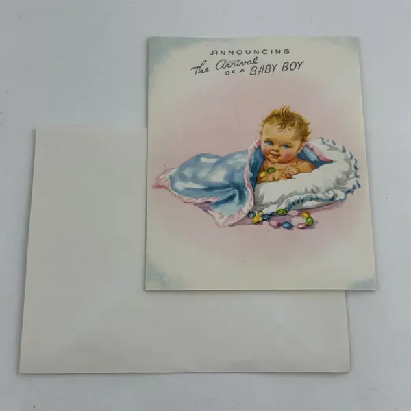 VTG Miller Greetings Birth Announcement Card Baby Boy 