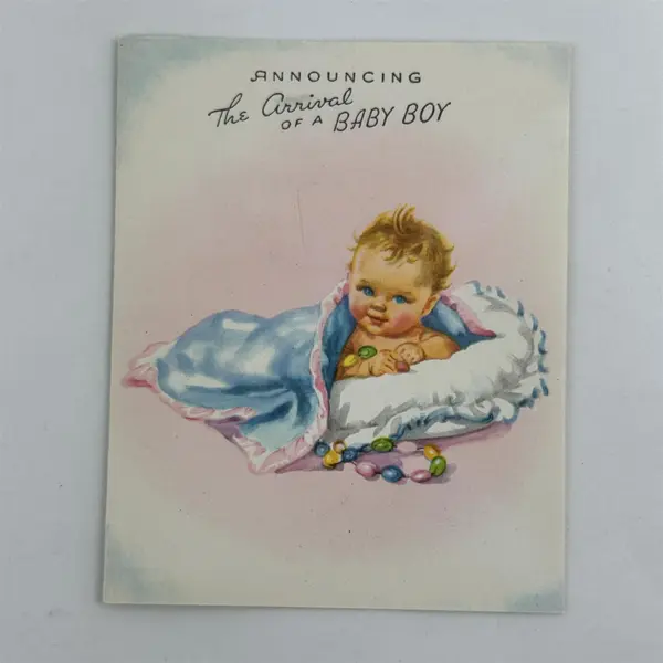 VTG Miller Greetings Birth Announcement Card Baby Boy 