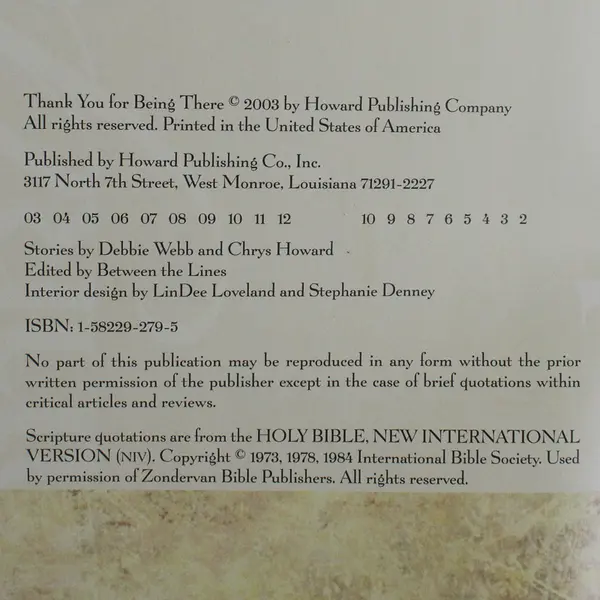 Thank You For Being There Collection of Poems Prayers Stories 2003 Hardcover DJ