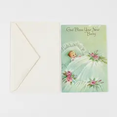 Vintage Salvatorian Christian Religious New Baby Congrats Greeting Card
