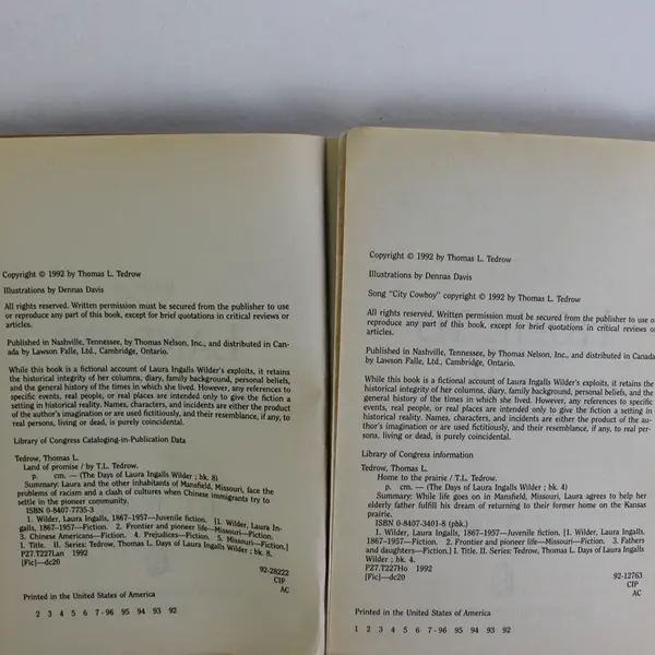 Lot of 2 Days of Laura Ingalls Wilder Novels by T L Tedrow Books 4 & 8 Paperback