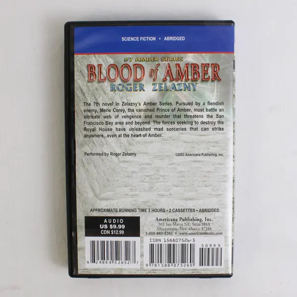 Blood Of Amber By Roger Zelazny Read By Roger Zelazny (Audiobook, 2 Cassettes)