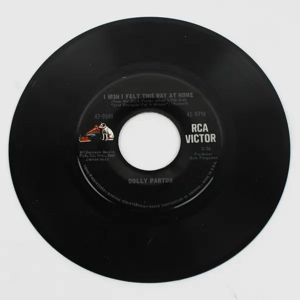 Dolly Parton Wish I Felt This Way At Home/ Just Because I'm A Woman 45 Record