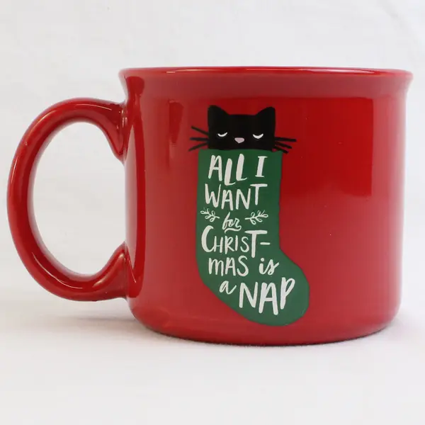 Holiday Home Cat-Themed Christmas Red Ceramic Coffee Mug