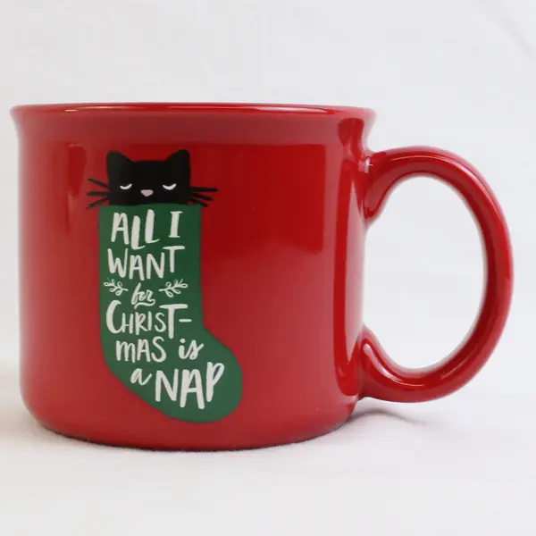 Holiday Home Cat-Themed Christmas Red Ceramic Coffee Mug