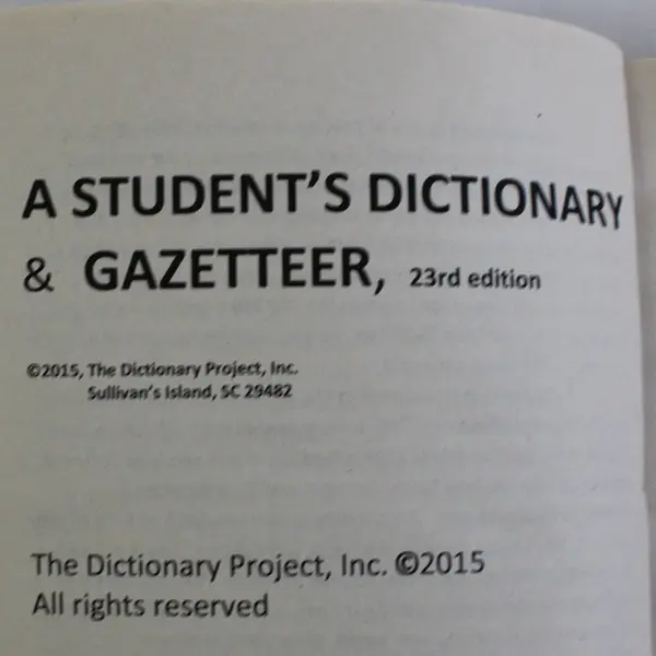 A Student's Dictionary & Gazetteer 23rd Edition 2015 Paperback Good