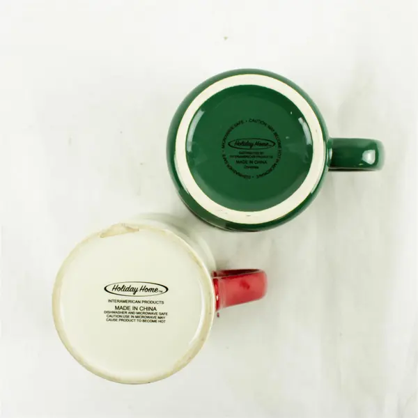 Lot of 2 Holiday Home Christmas Ceramic Coffee Mugs FLAWED