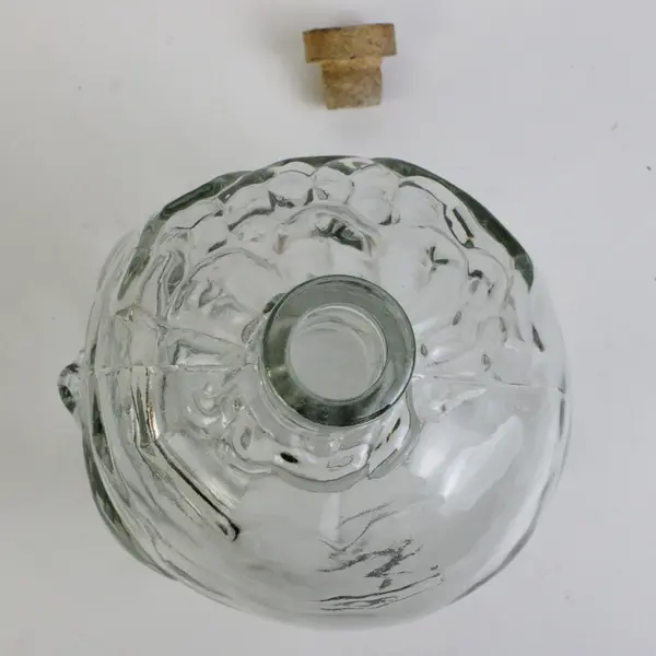7.5" Clear Glass Skull-Shaped Bottle Cork Stopper Spooky Halloween Decor