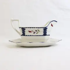 Adams Lancaster Ceramic Gravy Boat with Attached Underplate