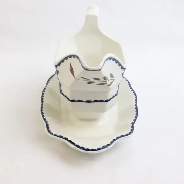 Adams Lancaster Ceramic Gravy Boat with Attached Underplate
