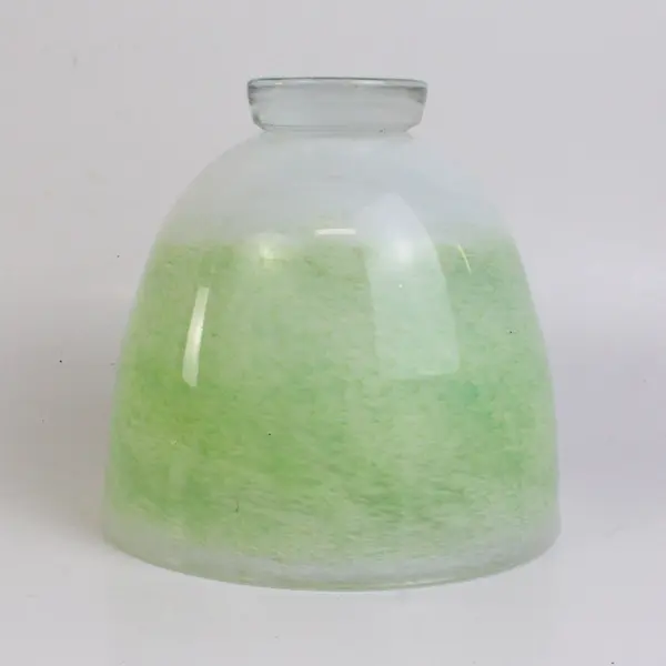 Hand-Blown Mottled Jade Green Glass Pedestal Bowl 6" Diameter