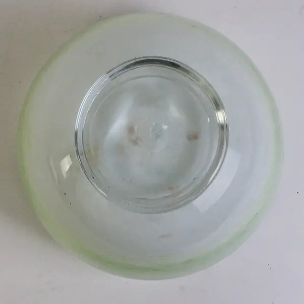Hand-Blown Mottled Jade Green Glass Pedestal Bowl 6" Diameter