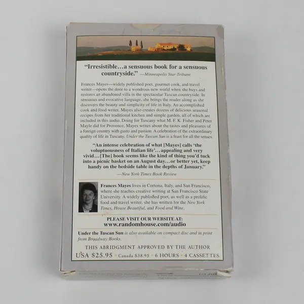 Under The Tuscan Sun By Frances Mayes Read By Author (Audiobook, 4 Cassettes)