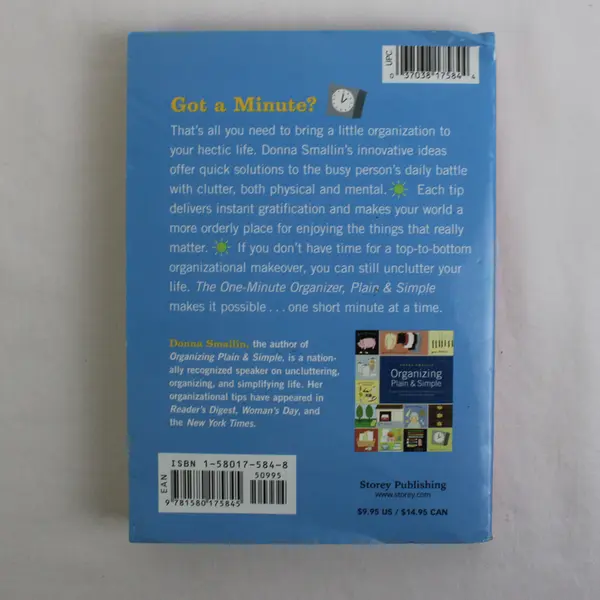 One-Minute Organizer Plain and Simple by Donna Smallin 500 Tips 2004 Paperback