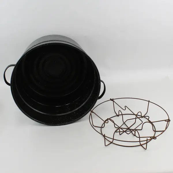 21.5 Qt Blue Speckled Enamel Water Bath Canner w/ Lid And Rack