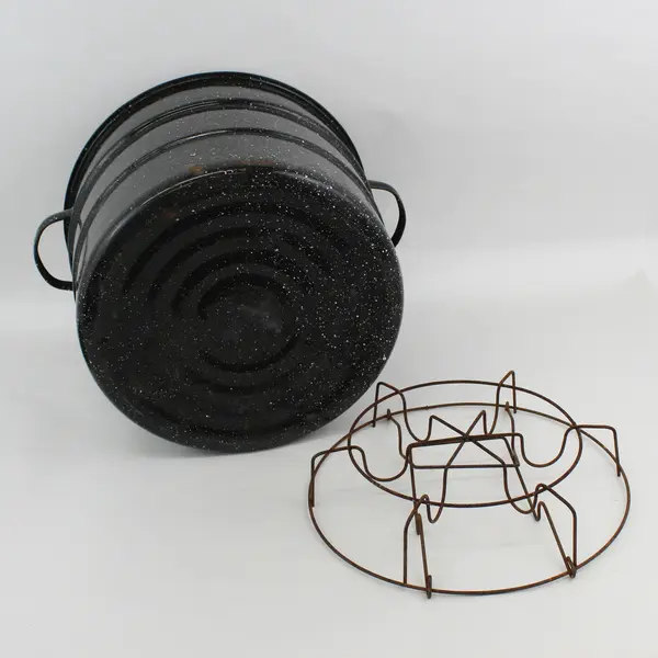 21.5 Qt Blue Speckled Enamel Water Bath Canner w/ Lid And Rack