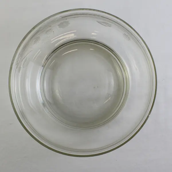 Floral Etched Glass Decorative Bowl 9.5" Diameter FLAWED