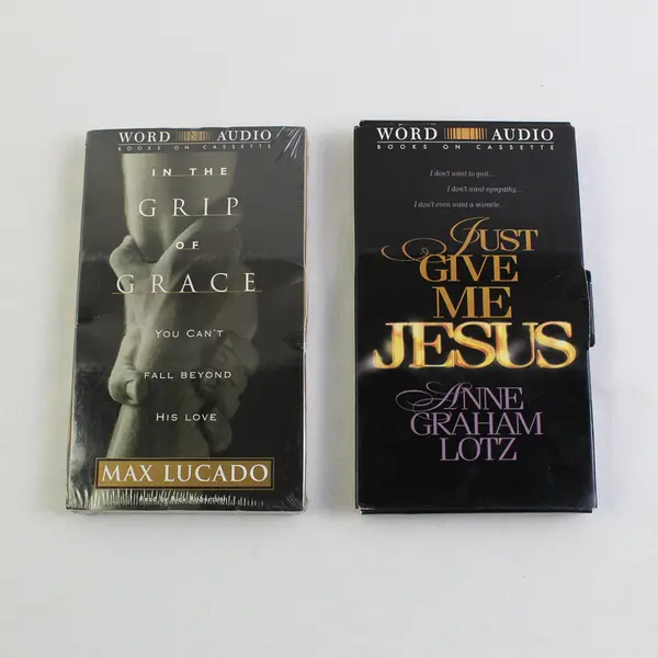 Lot Of 2 Word Audio Books Just Give Me Jesus & In The Grip Of Grace(4 Cassettes)