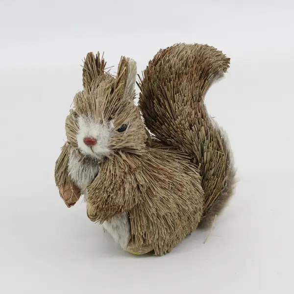 Vintage Woodland Squirrel Sisal Straw Ornament 5.5"