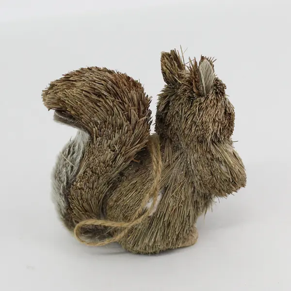 Vintage Woodland Squirrel Sisal Straw Ornament 5.5"