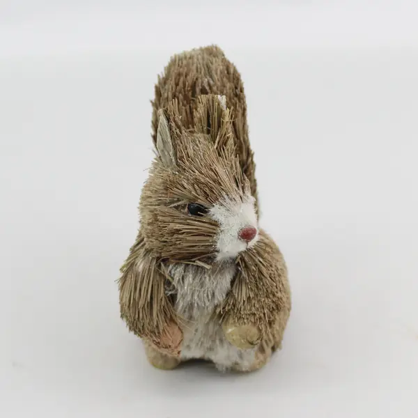 Vintage Woodland Squirrel Sisal Straw Ornament 5.5"