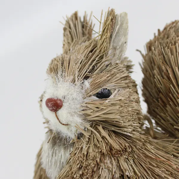 Vintage Woodland Squirrel Sisal Straw Ornament 5.5"