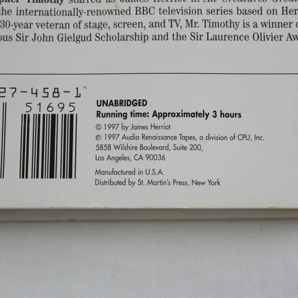 Animal Stories By James Herriot Read By Christopher T. (Audio Book, 2 Cassettes)