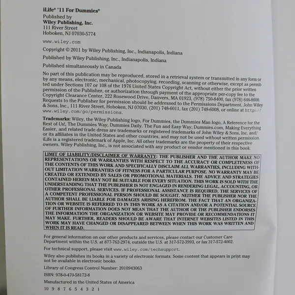 iLife '11 for Dummies® by Tony Bove 2011 Paperback Wiley Publishing Inc Good