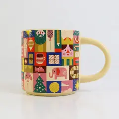 Wondershop Cecilia Ruiz Multicolor Christmas Stoneware Mug With Handle 4" Tall