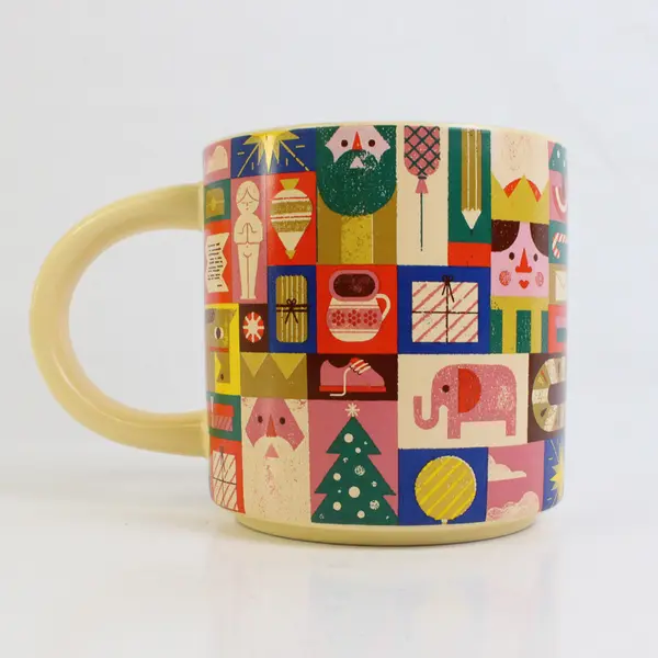 Wondershop Cecilia Ruiz Multicolor Christmas Stoneware Mug With Handle 4" Tall