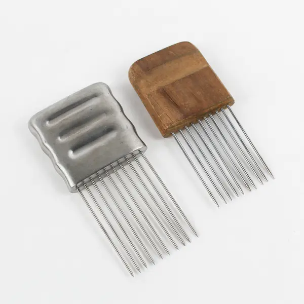 Lot of 2 Vintage Slicing Guide Kitchen Tools Wooden and Metal Handles