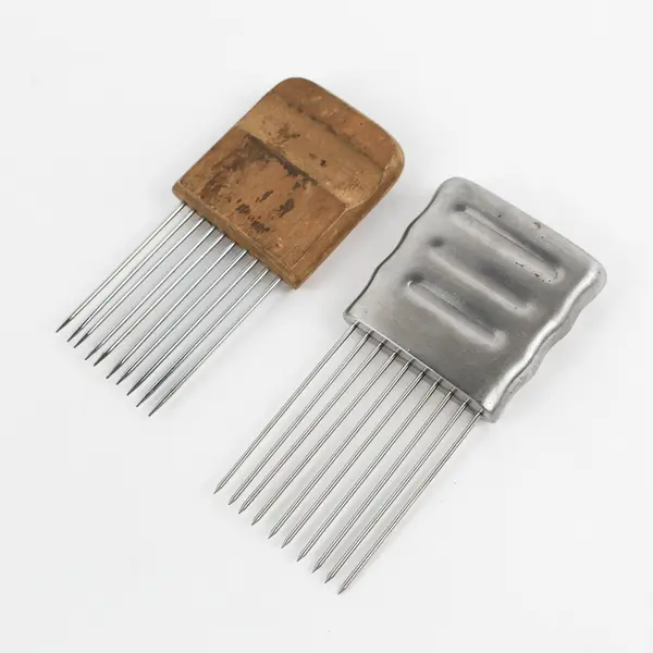 Lot of 2 Vintage Slicing Guide Kitchen Tools Wooden and Metal Handles