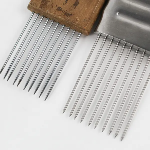 Lot of 2 Vintage Slicing Guide Kitchen Tools Wooden and Metal Handles