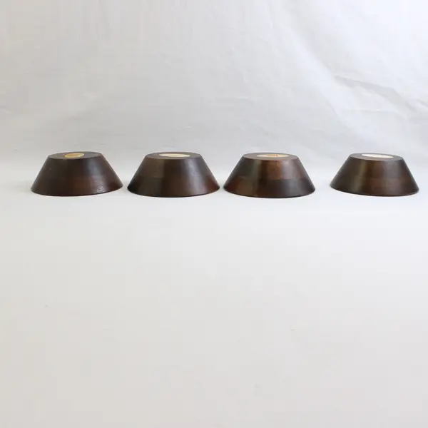 Lot Of 4 Matching Vermillion Walnut Solid Brown Wooden Bowls 6" x 2.25" Tall