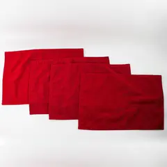 Lot Of 4 Unbranded Matching Solid Red Color Fabric Placemats 18.75" x 13"