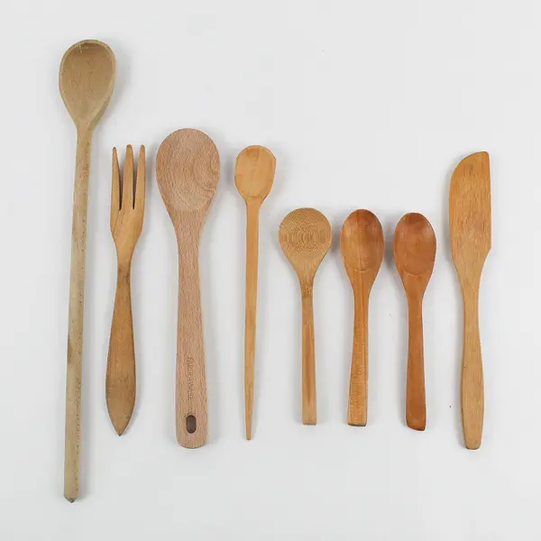 Mixed Lot of 8 Rustic Wooden Kitchen Utensils