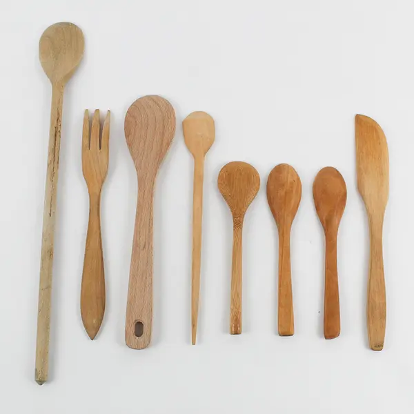 Mixed Lot of 8 Rustic Wooden Kitchen Utensils