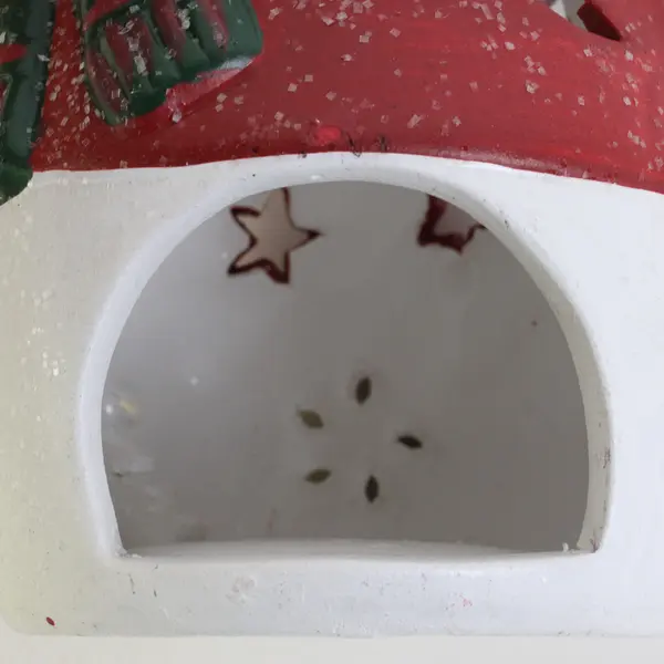 Heavy Christmas Porcelain Snowman, opening in back for Candle, 9" Tall 