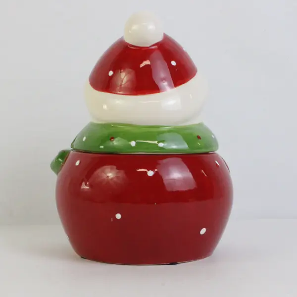Snowman Cookie Jar Ceramic Holiday,  8.8" Tall 