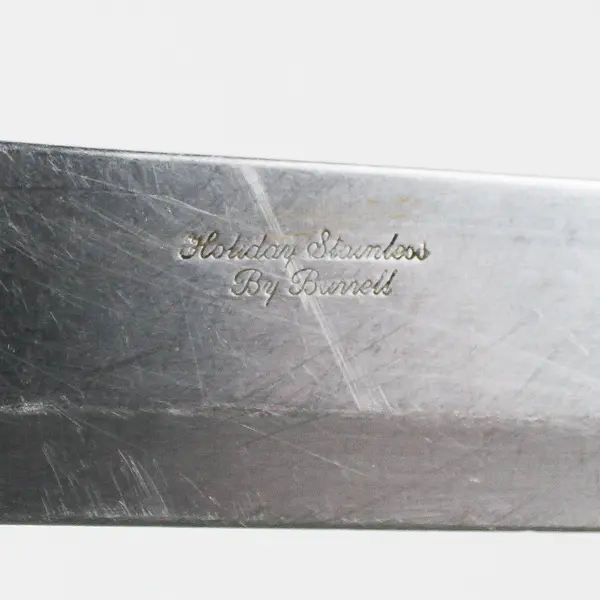 Vintage Holiday Stainless by Burrell Butcher Knife Wooden Handle 7" Blade