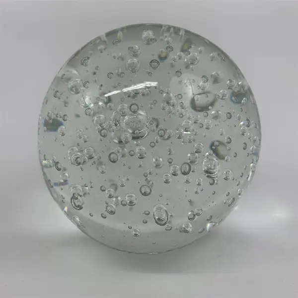 Round Clear 3.5 Inch Glass Art Bubble  Paperweight 