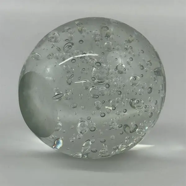 Round Clear 3.5 Inch Glass Art Bubble  Paperweight 