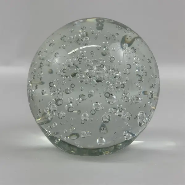 Round Clear 3.5 Inch Glass Art Bubble  Paperweight 