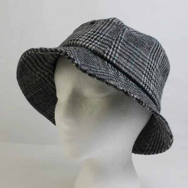 David and Young Unisex Blue/Gray Plaid Tweed Bucket Hat