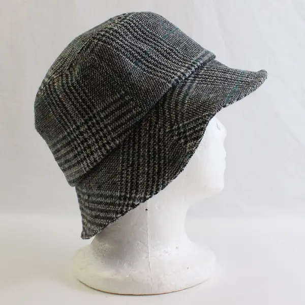 David and Young Unisex Blue/Gray Plaid Tweed Bucket Hat