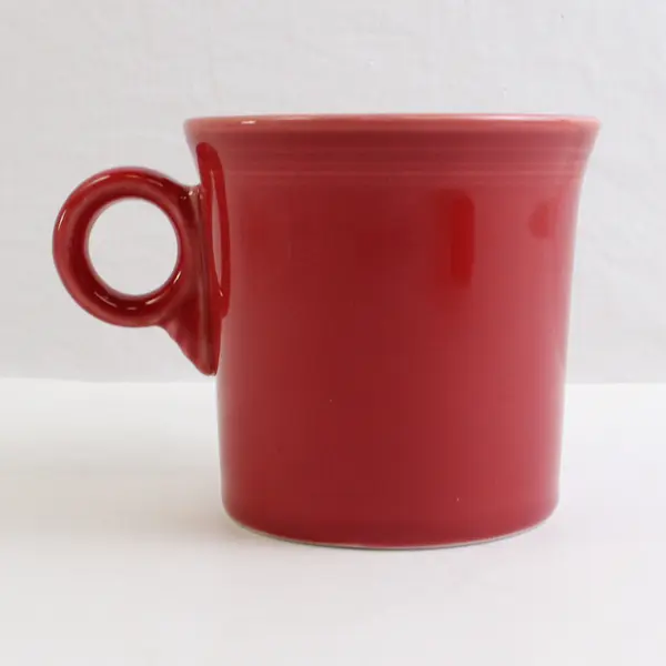 Lot Of 2 Fiesta Ceramic Ring Handled Coffee Mugs Orange & Red 3.5" Tall