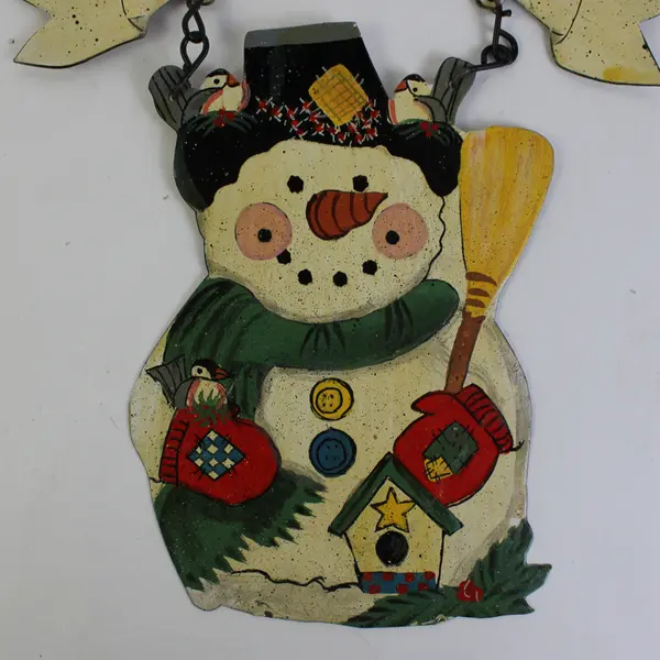 Vintage "Let It Snow" Snowman Metal Wall-Hanging, 11" Tall 