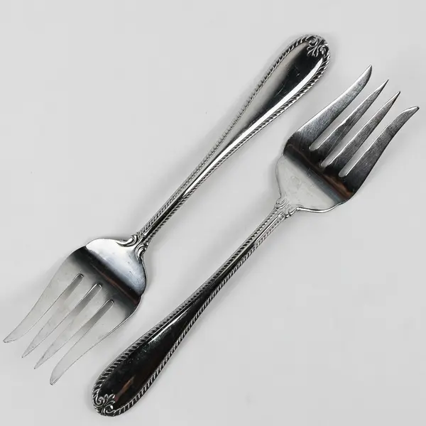 Lot Of 5 Lenox Tudor Bead-Augusta (Stainless) Flatware Cold Meat Serving Forks